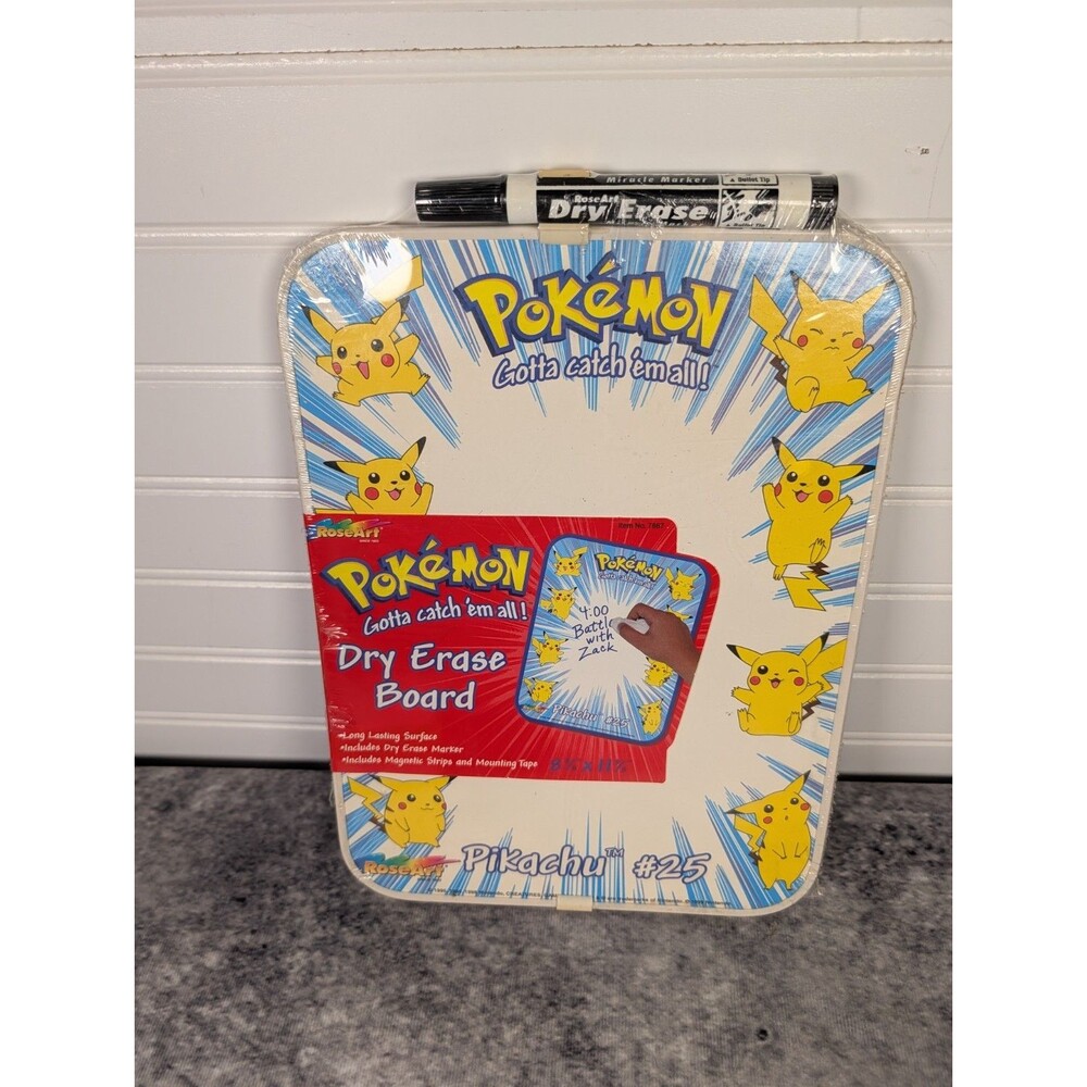 Vintage RoseArt Pokemon SEALED Pikachu Dry Erase Board 1999 8x11. NEW!